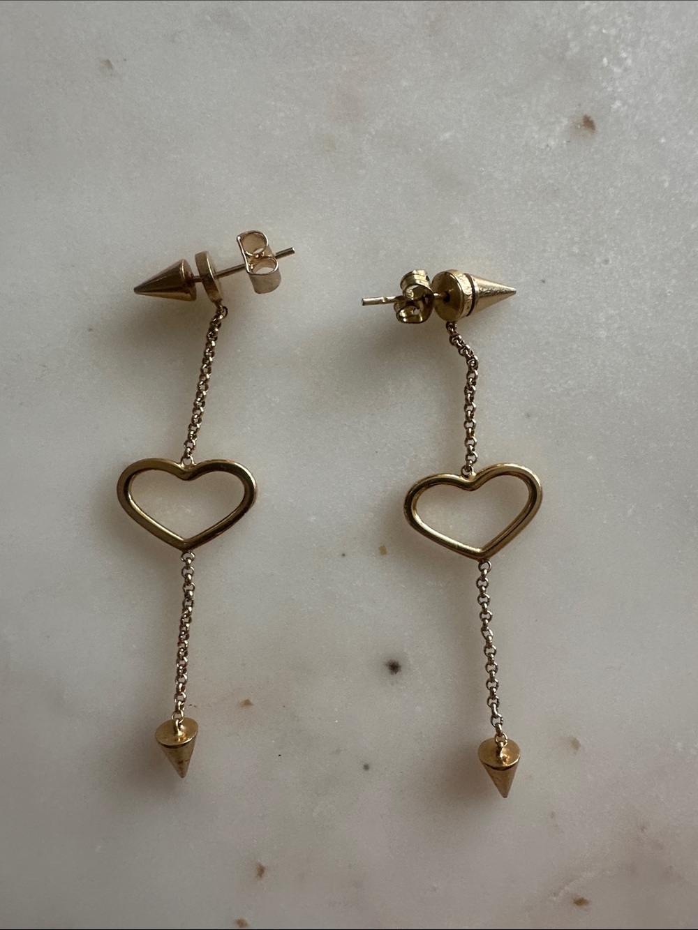 Diesel Gold Color Heart Drop Chain Earrings - Women's Jewelry - Picture 3 of 4
